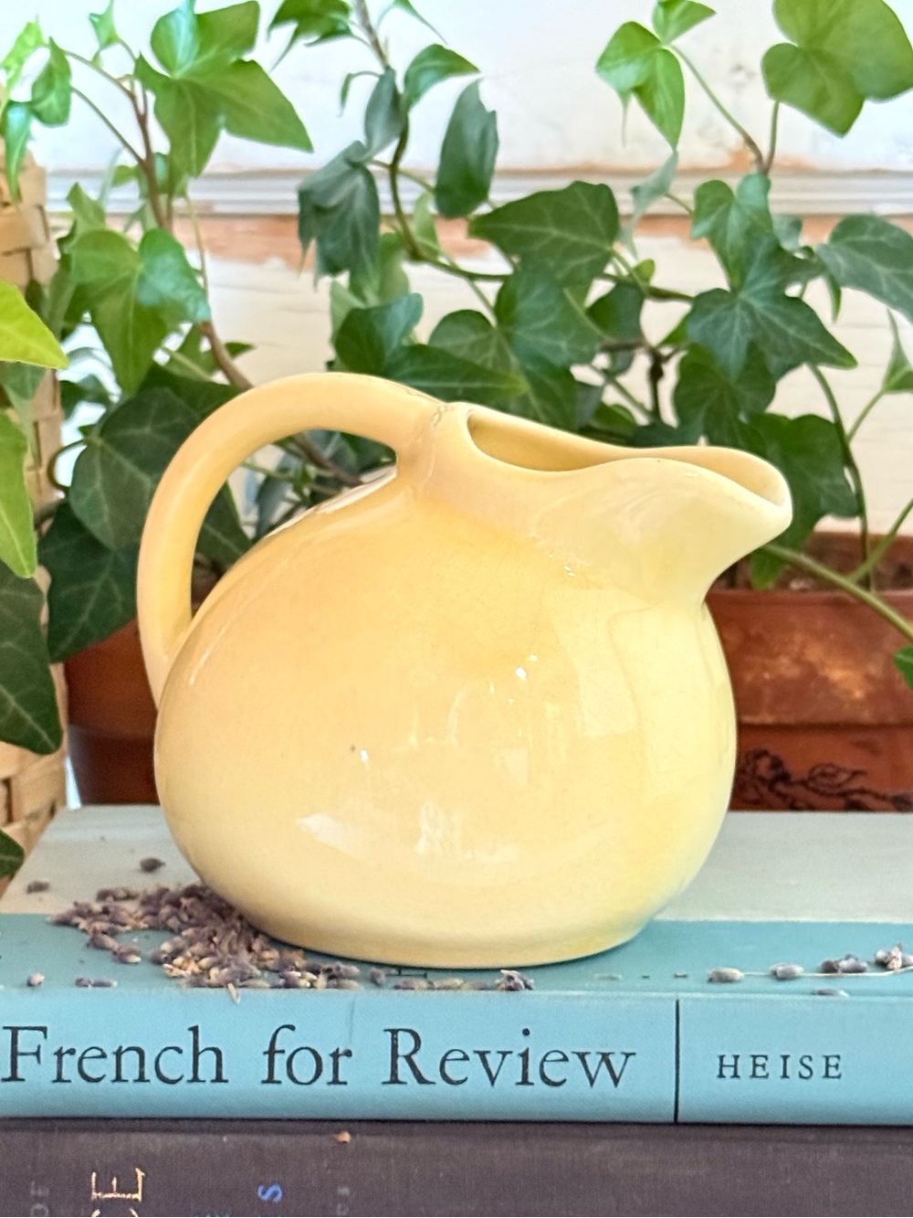 Vintage "Ball" Tilt Creamer, Pale Yellow, Unmarked, circa 1930’s-1960’s